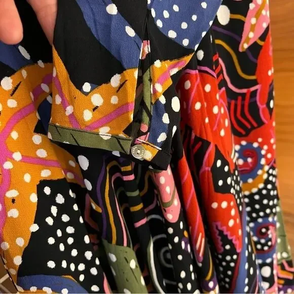 NWT Farm Rio Under The Sea Long Sleeve V-neck Plunge Ruffle Maxi Dress Small - Picture 9 of 15